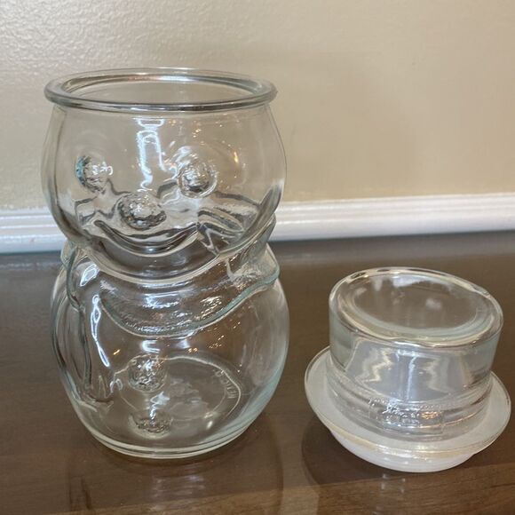 Vintage Glass Snowman Jar- Libbey Glass made in Mexico - Picture 1 of 6